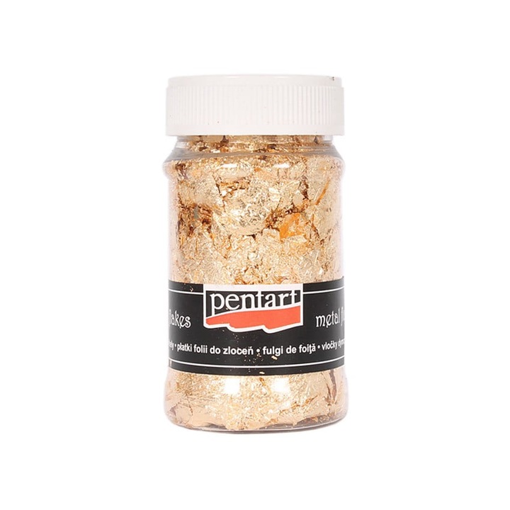 Fulgi de foita fumurie imitatie aur Pentart 1 g - aur deschis, M9