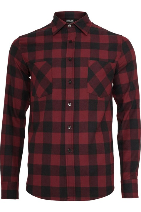 Férfi ing, Urban Classics, pamut, fekete/burgundi, L