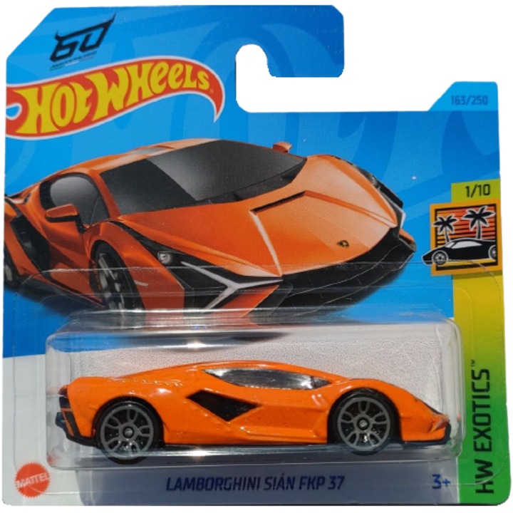 Masinuta Hot Wheels, Lamborghini Sian FKP 37, Portocaliu, 1:64