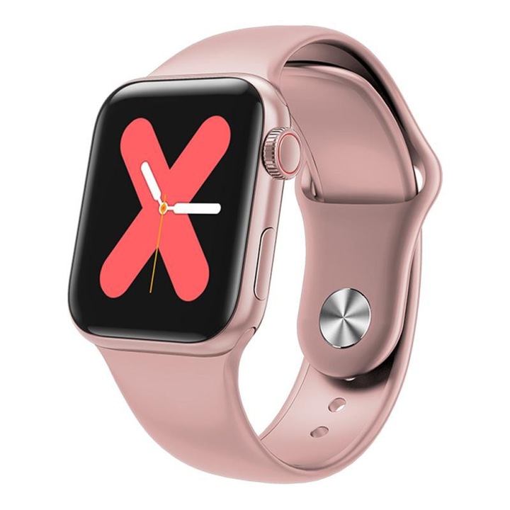 Ceas Smartwatch W58 Pro, Ecran 1.3 inch IPS, Temperatura corpului, Sedentarism, Ritmul cardiac, Bluetooth 4.0, IP65, Roz