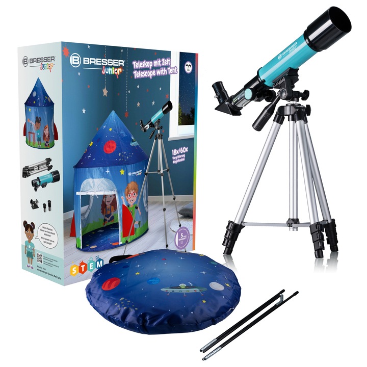 BRESSER JUNIOR 50/360 teleszkóp sátorral, kék