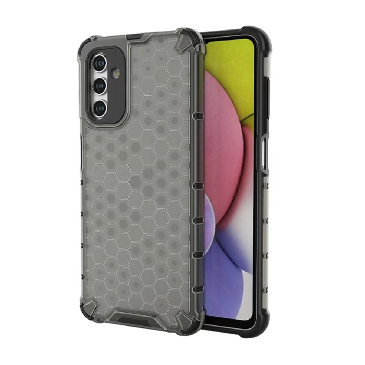 Samsung Galaxy A14 tok, hibrid, Armor Shield, Hexa Gaming Design, kameravédelem, Optim Tech, szürke