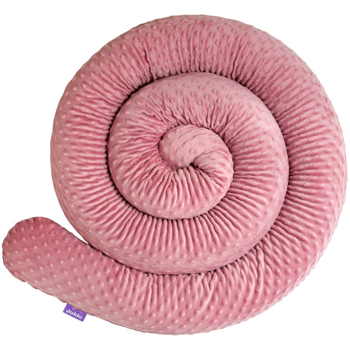 Protectie tubulara pentru patut, Jukki, Poliester, 300 x 12 cm, Roz