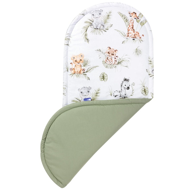 Saltea cu doua fete pentru cosulet bebelusi, Jukki, Bumbac, Alb\Verde, 90x40 cm