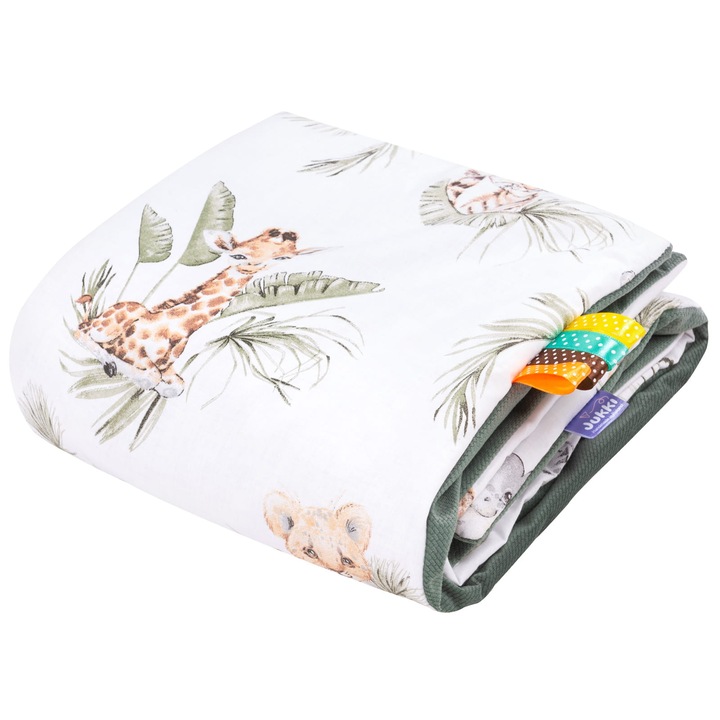 Paturica bebelusi, Jukki, Bumbac, Alb\Verde, 75x100 cm