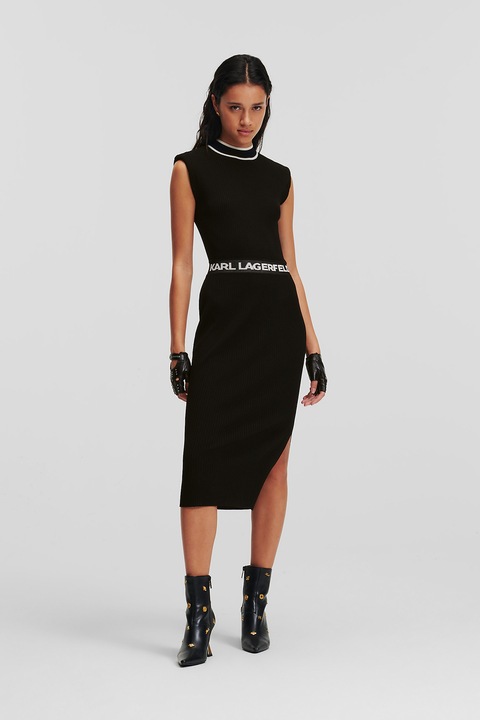 Karl Lagerfeld, Прилепнала рокля с цепка встрани, Черен