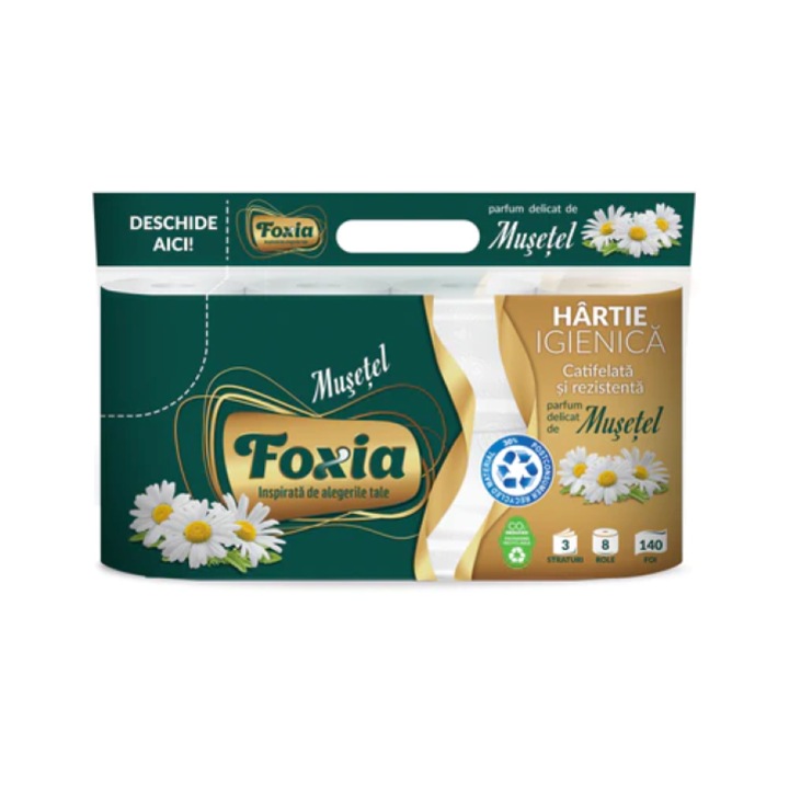 Foxia WC papír, 3 réteg, 8 tekercs, kamilla