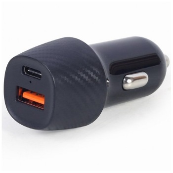 Alimentator auto Gembird, 2 x USB QC 3.0 la 5V/3A, PD 2 x 18W, Negru, TA-U2QC3-CAR-02