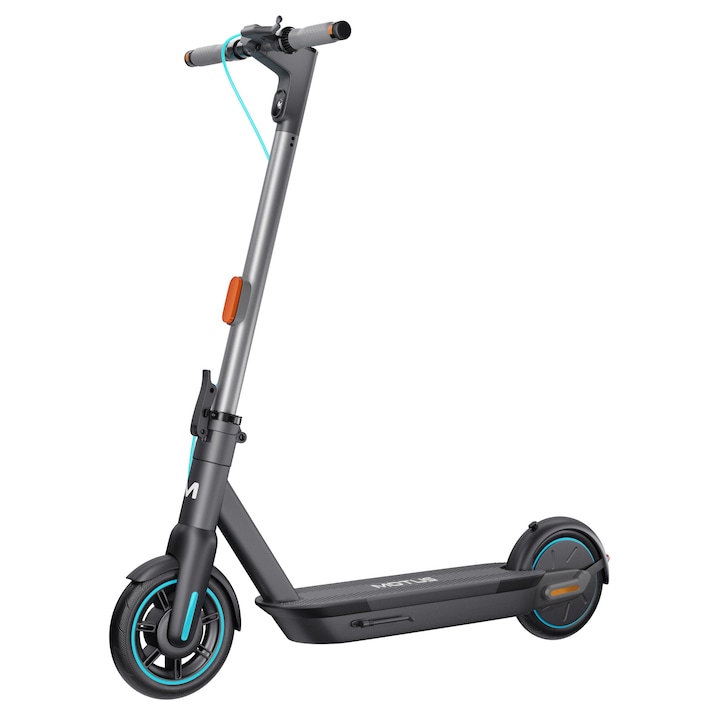 Trotineta electrica Motus Scooty 10" 2023, putere de varf: 700 W, putere nominala: 350 W, Autonomie maxima 65 km, IP54, 15 Ah, 36V, indicator de directie, gri