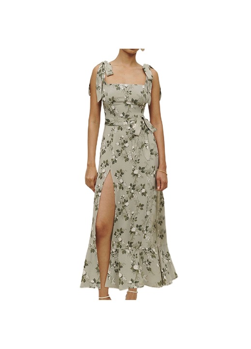 Rochie boema lunga de dama, Poliester, Verde, S