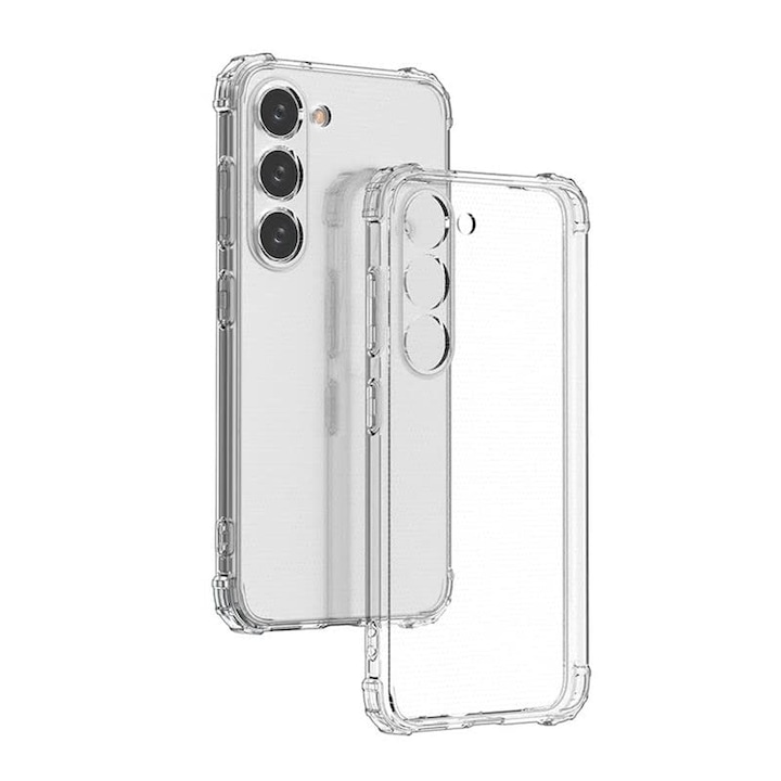 Átlátszó vékony tok Samsung Galaxy S23 kompatibilis, ütésálló, megerősített sarkok, csúszásmentes szilikon, ISAG