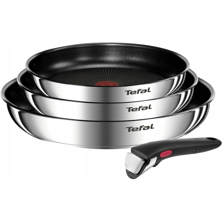 Комплект от 3 тигана Tefal, Сребрист / Черен