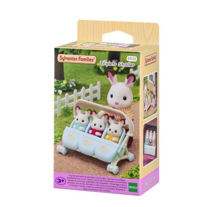 Количка за тризнаци Sylvanian Families, Epoch, 3 години+, Многоцветна