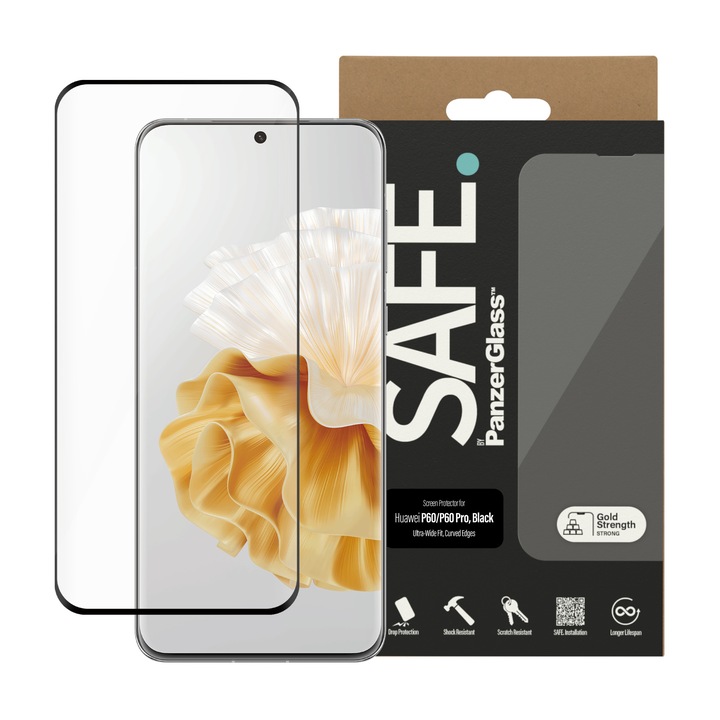 Стъклен протектор Safe за Huawei P60 Pro, UWF, Черен