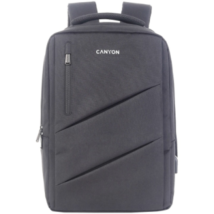 Rucsac pentru laptop 15.6", CANYON, Poliester, Gri inchis