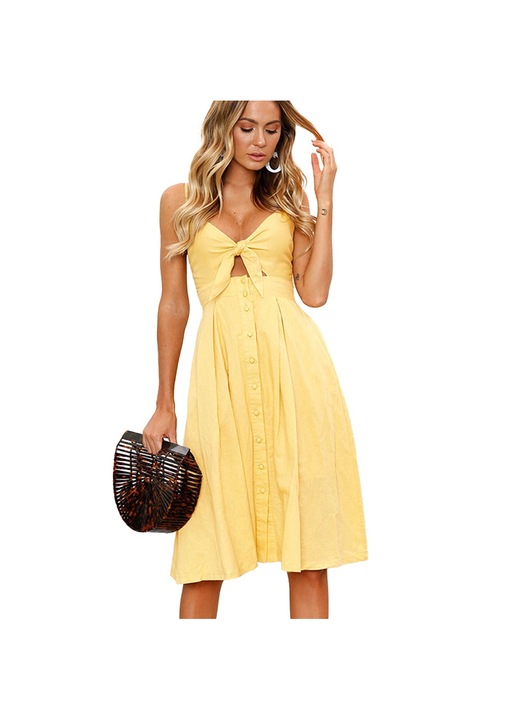 Rochie de dama de vara, Poliester, Galben, XL
