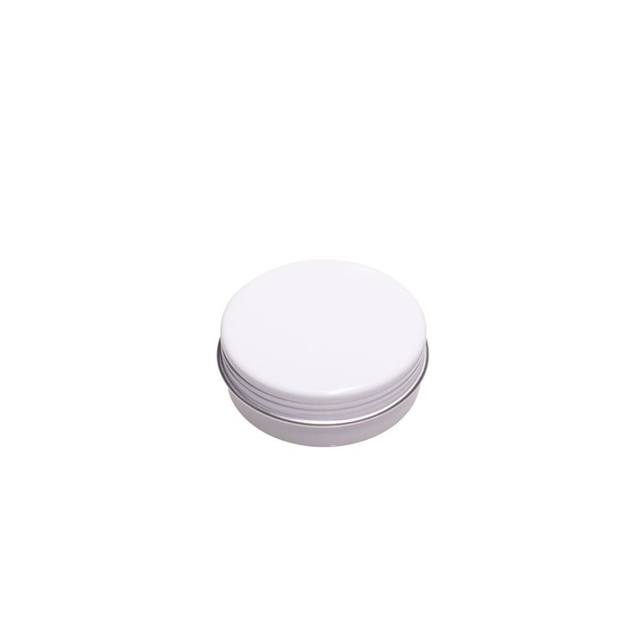 Recipient cosmetic de tip cutie din aluminiu pentru creme, lotiuni sau geluri 20 g, alb