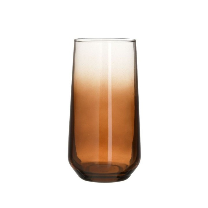 Комплект от 6 гръцки чаши, прозрачно кафяво, стъкло, 470 ml, Inart