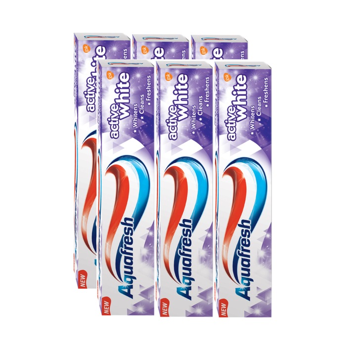 Комплект от 6 бр. Паста за зъби Aquafresh Active White, 125 мл