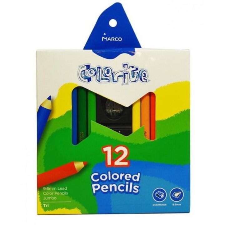 Creioane colorate, Jumbo, 12b/set+ascutitoare, Marco