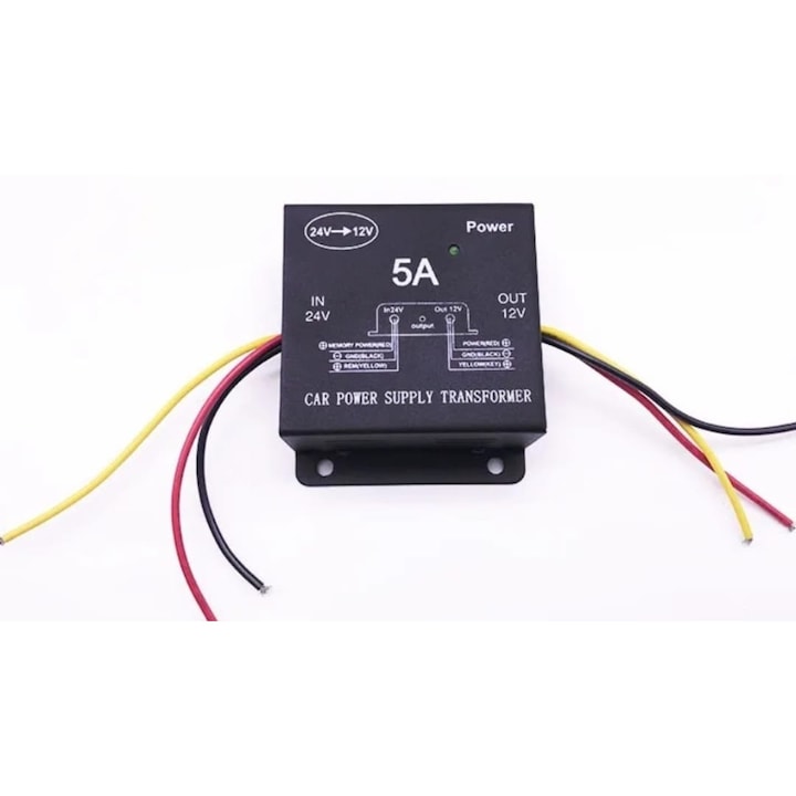 Convertor 24v in 12v 5 Amperi pentru Camioane, Auto, Tir, Utilaje, coborator de tensiune