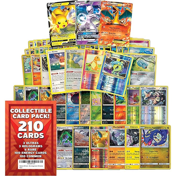 DMS Pokémon kártya készlet, 210 db véletlenszerűen válogatott kártya, 30 db ritka kártyát tartalmaz