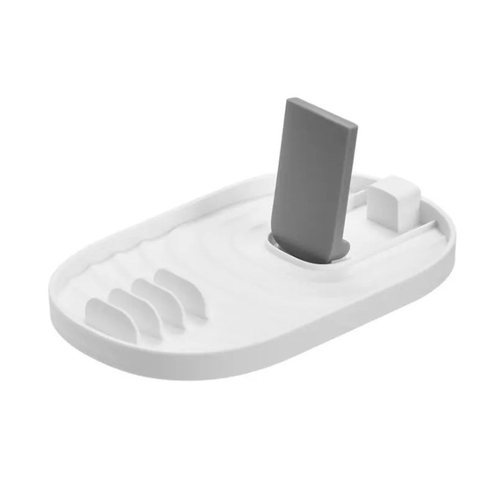 Suport din plastic pentru spatule, linguri si capac, P&M®, 18x10x2.5 Cm, Alb