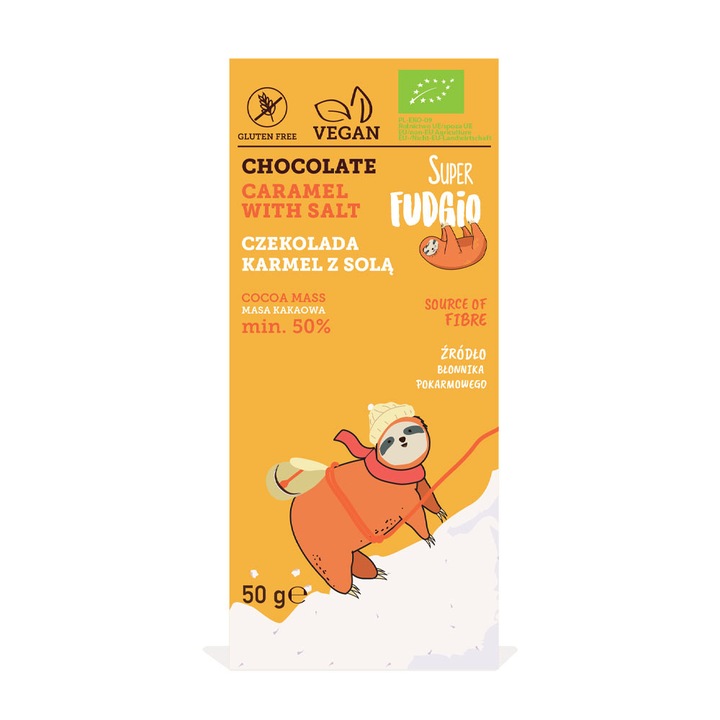 Ciocolata vegana cu caramel sarat, Super Fudgio, 50g
