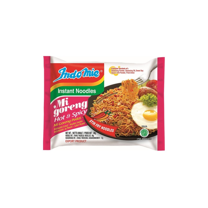 Mi Goreng Hot & Spicy instant tészta, IndoMie, 80g