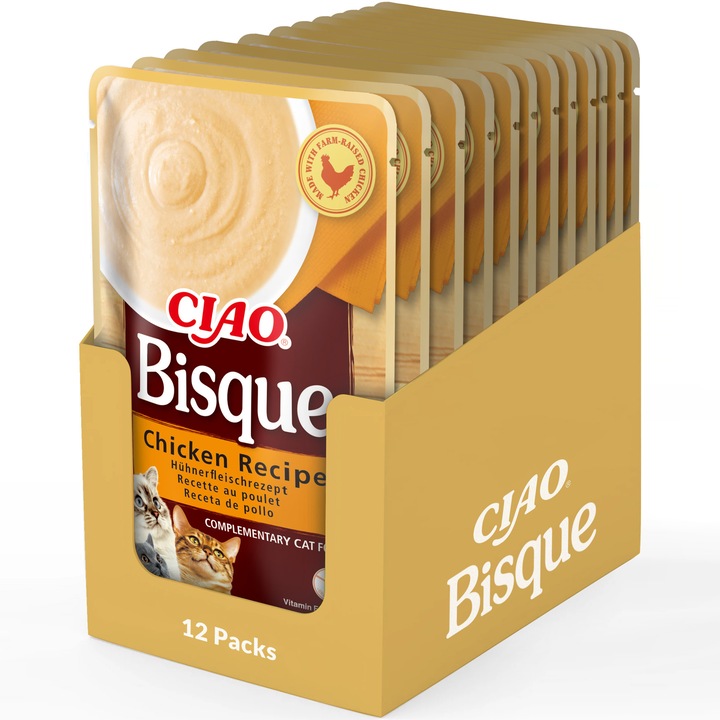 Мокра храна за котки CIAO Bisque, Пилешко, 12 x 40 гр