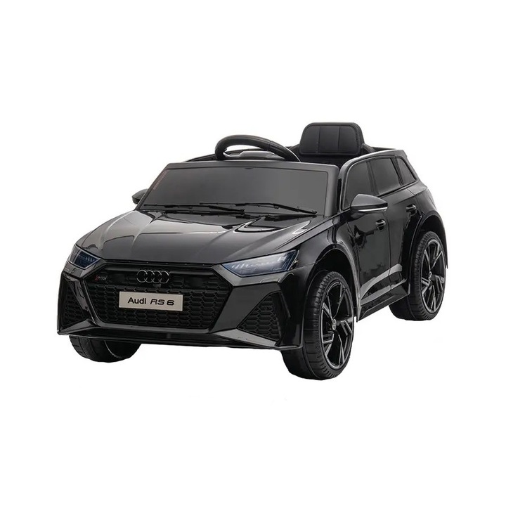 Masinuta electrica pentru copii Audi RS6 Black cu roti EVA 70W, telecomanda, pornire la buton, roti Eva si scaun piele