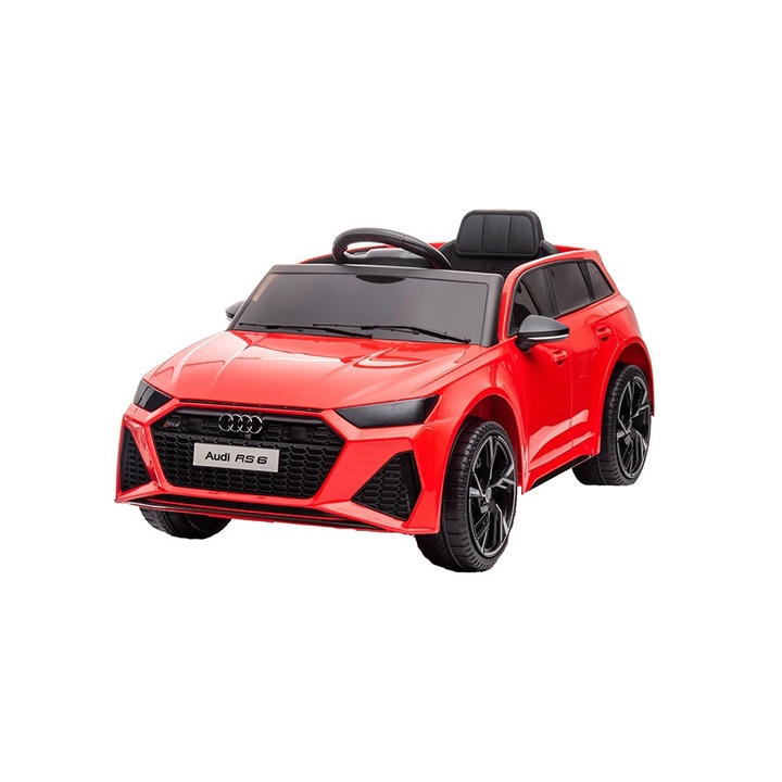 Masinuta electrica pentru copii Audi RS6 Red cu roti EVA 70W, telecomanda, pornire la buton, roti Eva si scaun piele