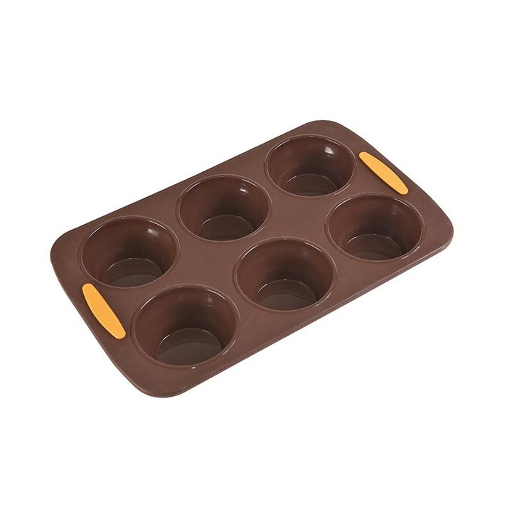 Muffin tepsi, 6 rekeszes, barna