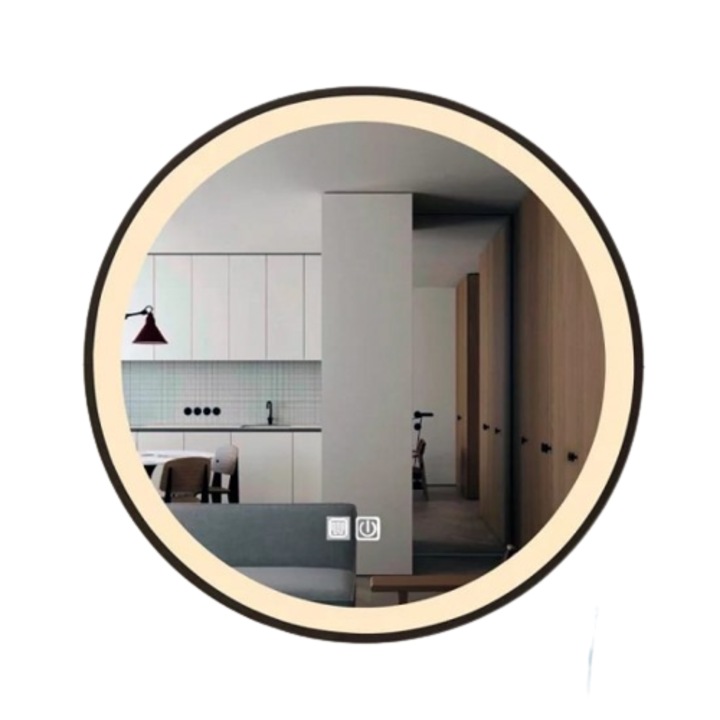 Oglinda led, Rotunda, 70x70cm, lumina calda, lumina rece