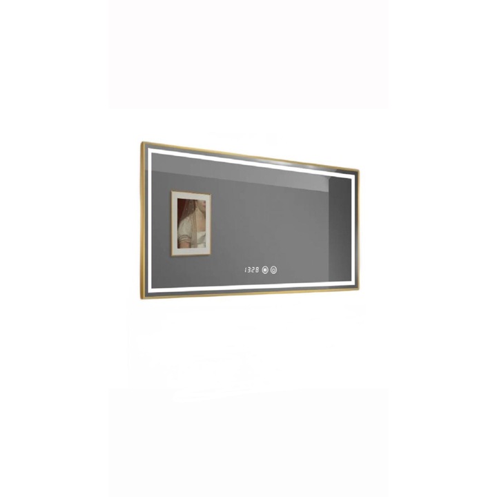 Oglinda Led Si Touch, Functie Dezaburire, 100X80cm, Rama Bronz Antichizata, dnuj44