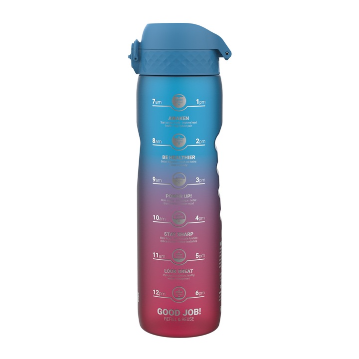 Бутилка за вода ION8 1000 ml Motivator Blue-Pink Gradient (нова капачка)