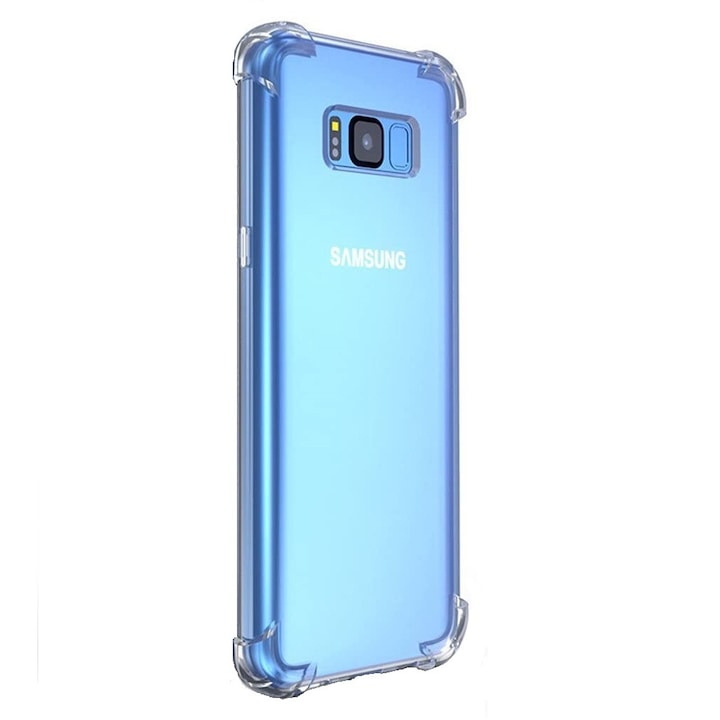 Átlátszó vékony tok, Samsung Galaxy S8 Plus kompatibilis, ütésálló, megerősített sarkok, csúszásmentes szilikon