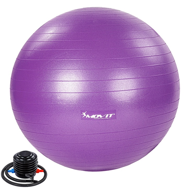 Minge de exercitii MOVIT® cu pompa de picior, 75 cm, violet