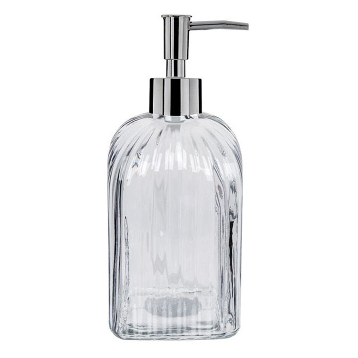 Дозатор за течен сапун ISj1498, Стъкло, 500 ml, H 20 cm, Черен