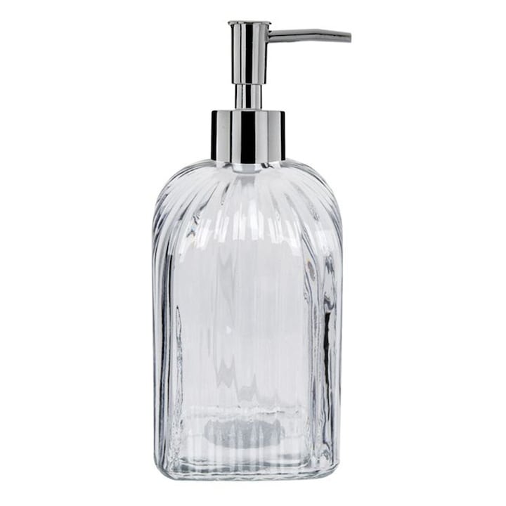 Dozator sapun lichid ISj1498, Sticla, 500 ml, H 20 cm, Negru