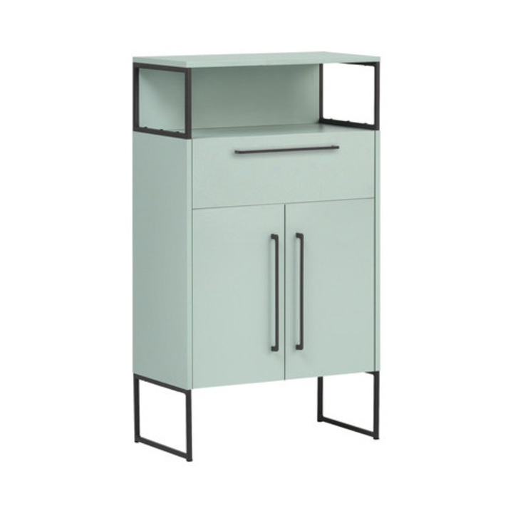 Dulap Baie Asezat Limone 650, 2 Usi 1 Sertar, PAL, 65,2x112,5 cm, Verde Menta