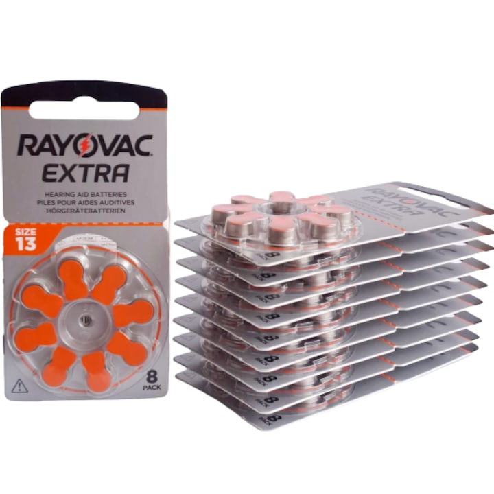 Baterii pentru proteze auditive RAYOVAC EXTRA 13 PR48 Zinc-Air 0% Mercur 8 baterii / set - 10 blistere/ 80 bucati