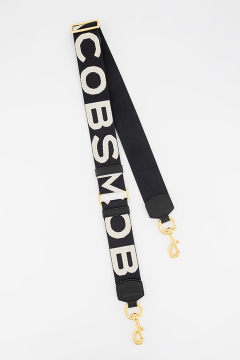 Marc Jacobs, Bareta ajustabila cu imprimeu logo, pentru geanta, Negru, Alb murdar