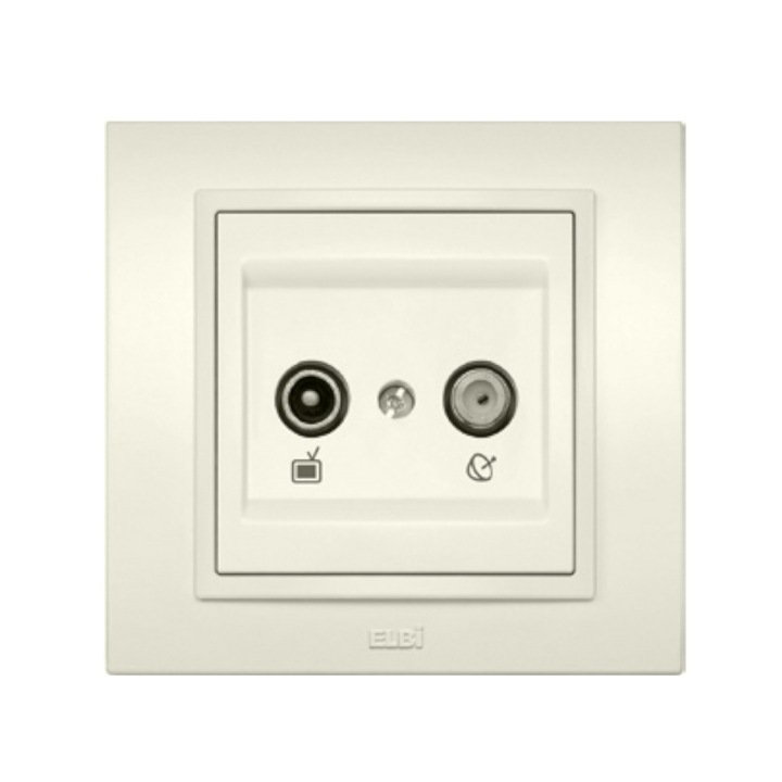 Priza TV Satelit Ecranata Intermediara Elbi Zena ST Crem