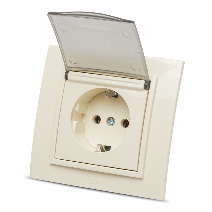 Priza Simpla Cu Capac Elbi Zena ST Crem