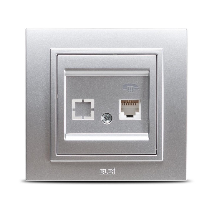 Priza Telefon Euro Elbi Zena ST Gri Metalizat