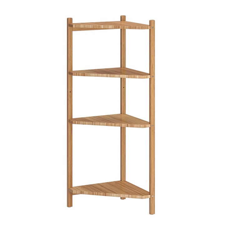 sarokpolc 4 polccal, bambusz, 99 x 34 x 34 cm