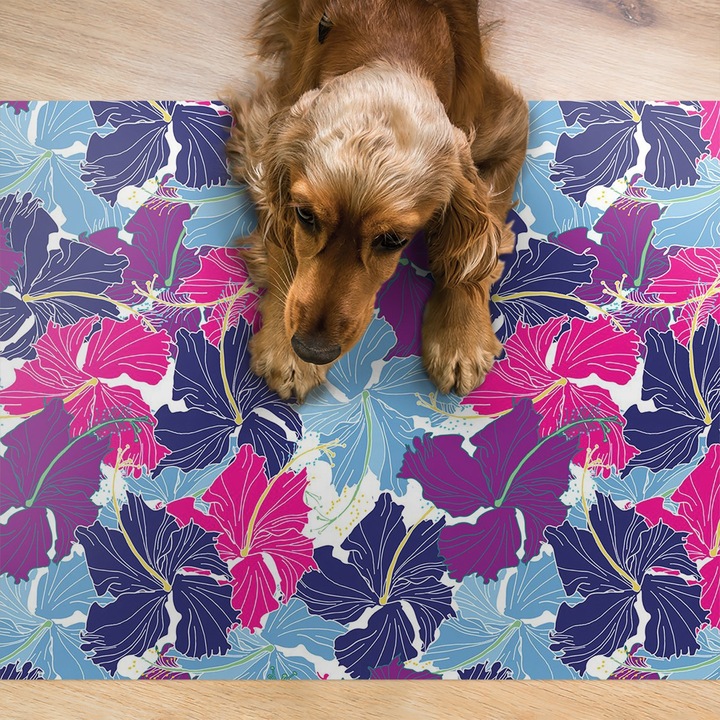 Covor PVC. Tulup. Vinil. Hibiscus. Violet. 90x60 cm. 010250340030100011422