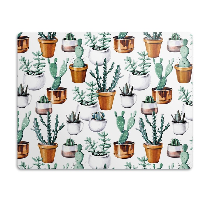 Covor PVC. Tulup. Vinil. Cactusi Intr-O Oala. Verde. 45x35 cm. 010250340010100030574