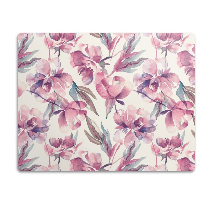 Covor PVC. Tulup. Vinil. Flori Roz. Roz. 90x60 cm. 010250340030100030085